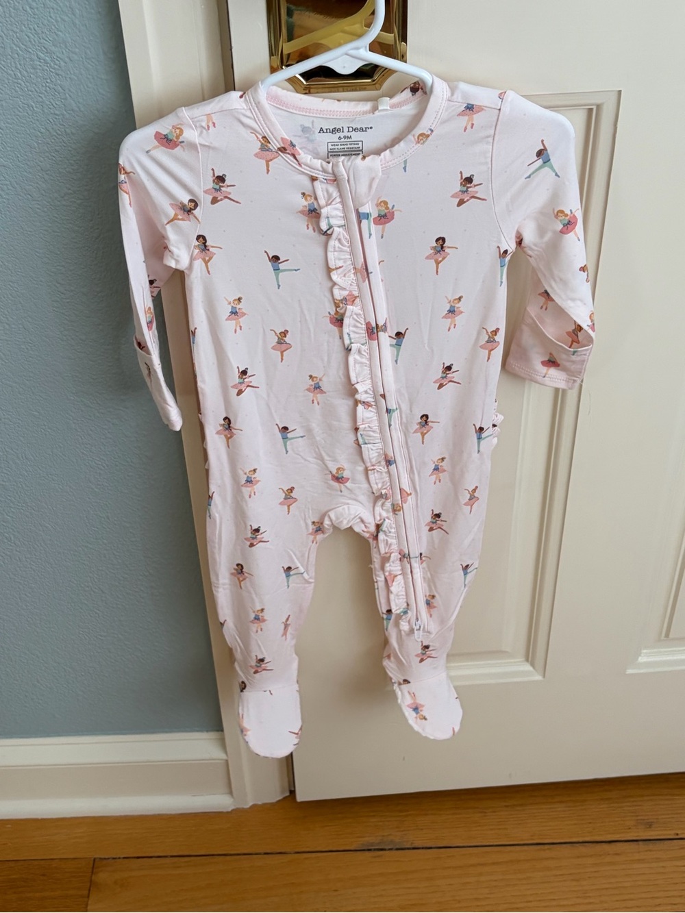 NWT Angel Dear Bamboo Pink Ballerina Print Ruffle Footie Pajama Size 6-9M